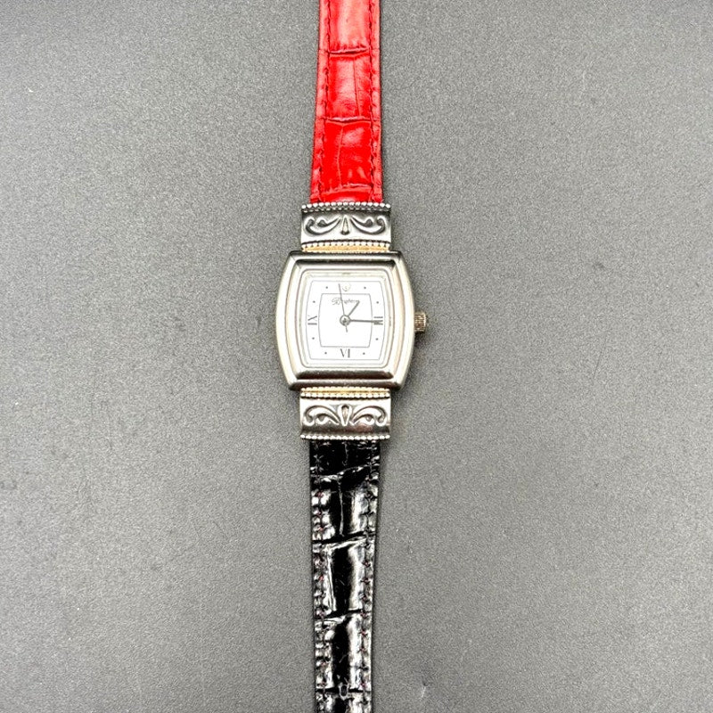 Brighton Waterford W10017 Womens Reversible Red Black Leather Strap Watch NIBWT