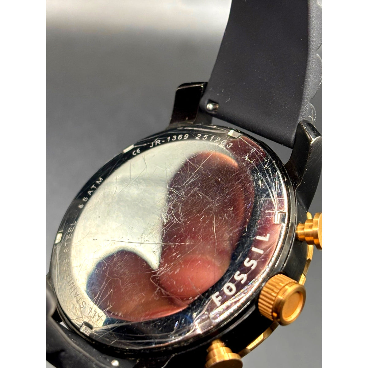 Fossil Nate JR1369 Chronograph 50mm Rose Gold Black Silicone Men’s Watch