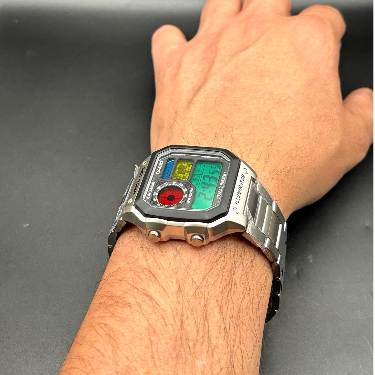 LWS Atlas Arcade Custom Casio AE1200 World Time Steel Bracelet Mod Watch
