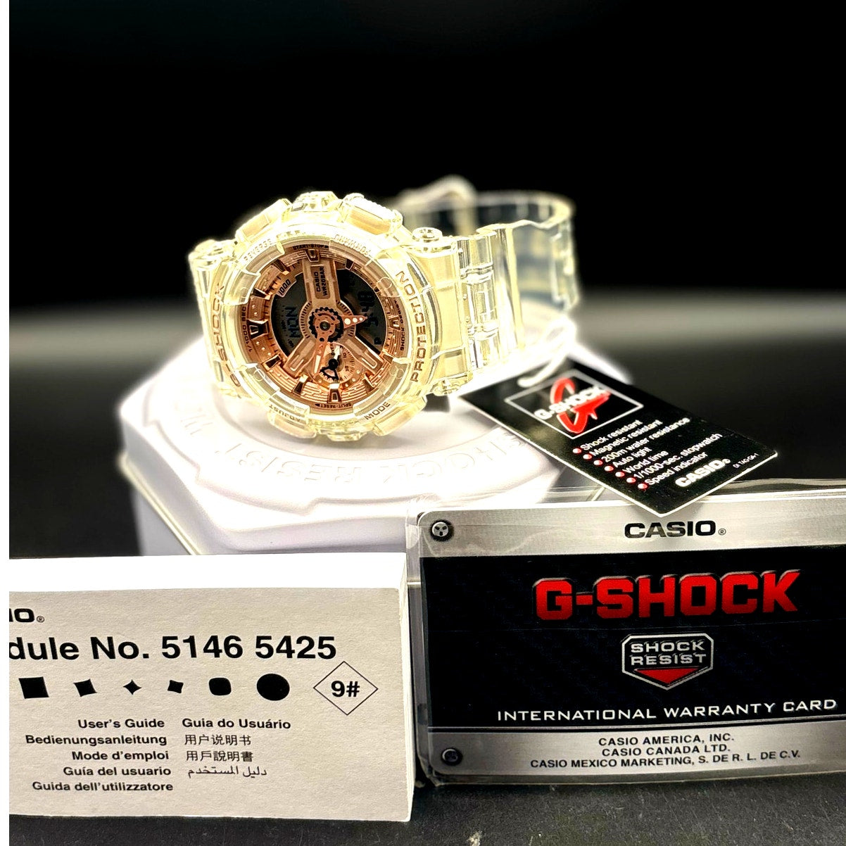 Casio G-Shock GMA-S110SR-7A Women's Rose Gold Clear Analog Digital Watch NIBWT