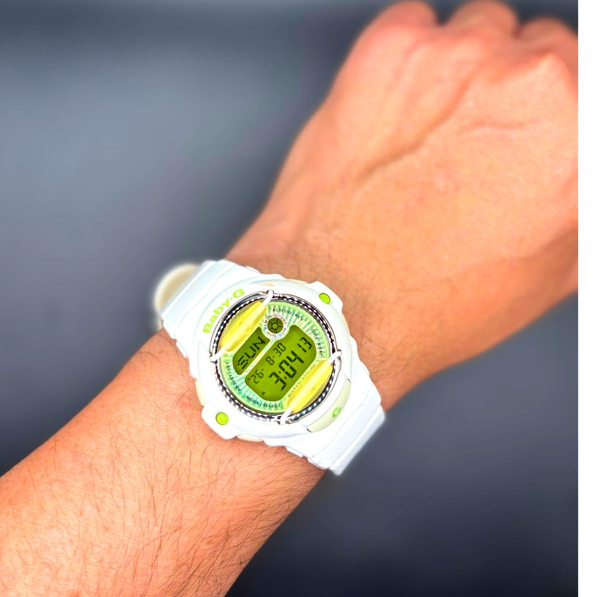 Casio Baby-G BG-169R-7C White Green Digital 200M Data Bank Watch