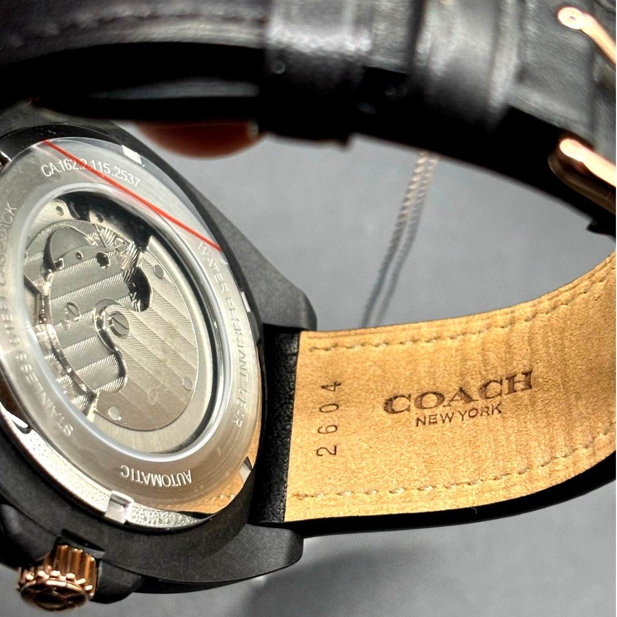 Coach Charter 14602734 Automatic 44mm Black Leather Men’s Watch NIBWT
