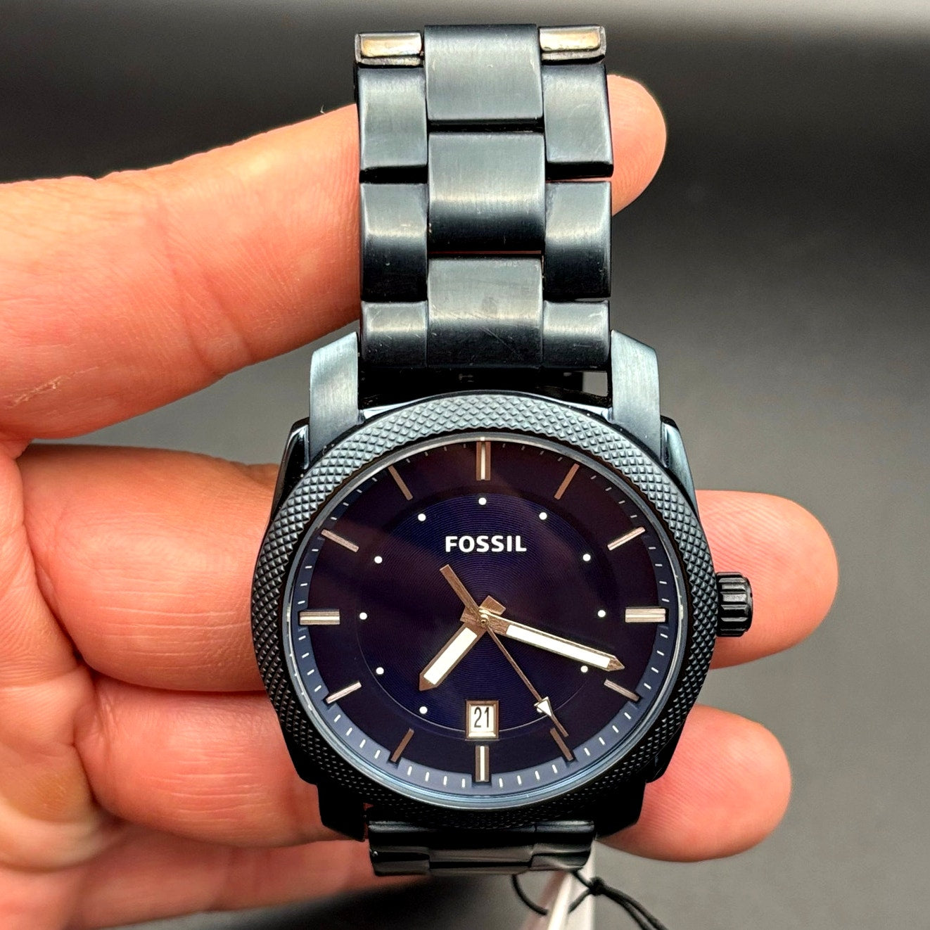 Fossil Machine FS5231 Men’s Blue Dial Ion Plated Stainless Steel Watch