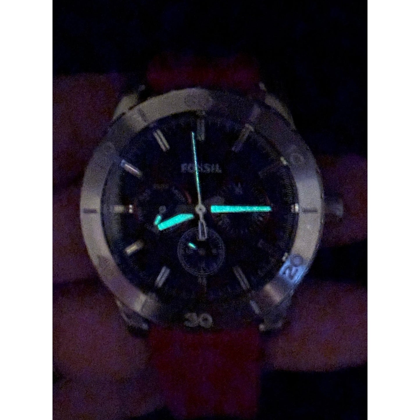 Fossil Kipton BQ1061 Black Dial Red Silicone Strap Multifunction Watch 42mm