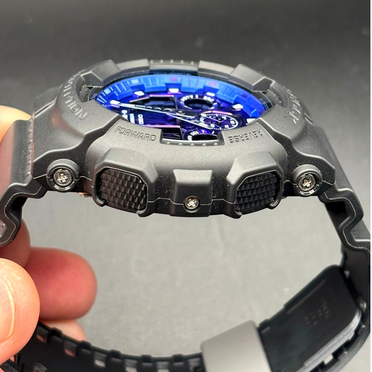 Casio G-Shock GA100FL-1A Men’s Vibrant Black Blue Analog Digital Watch NIBWT