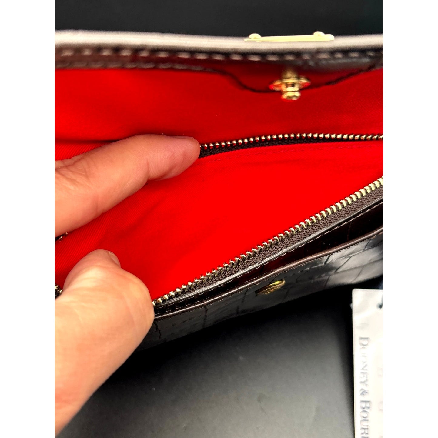 Dooney & Bourke Oakdale Milly Wristlet Espresso Embossed Calfskin Leather NWT