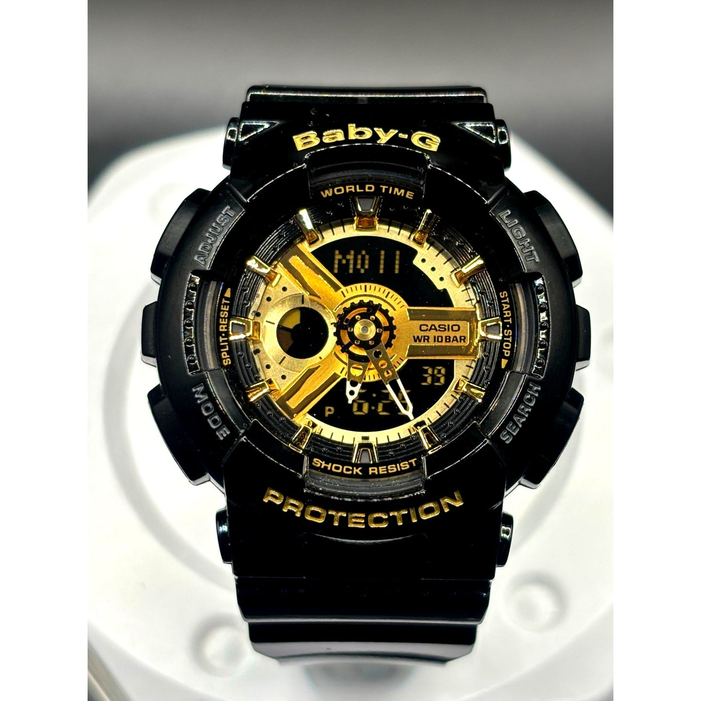 Casio Baby-G BA110-1A Black Metallic Gold Analog Digital Women's Watch NIB