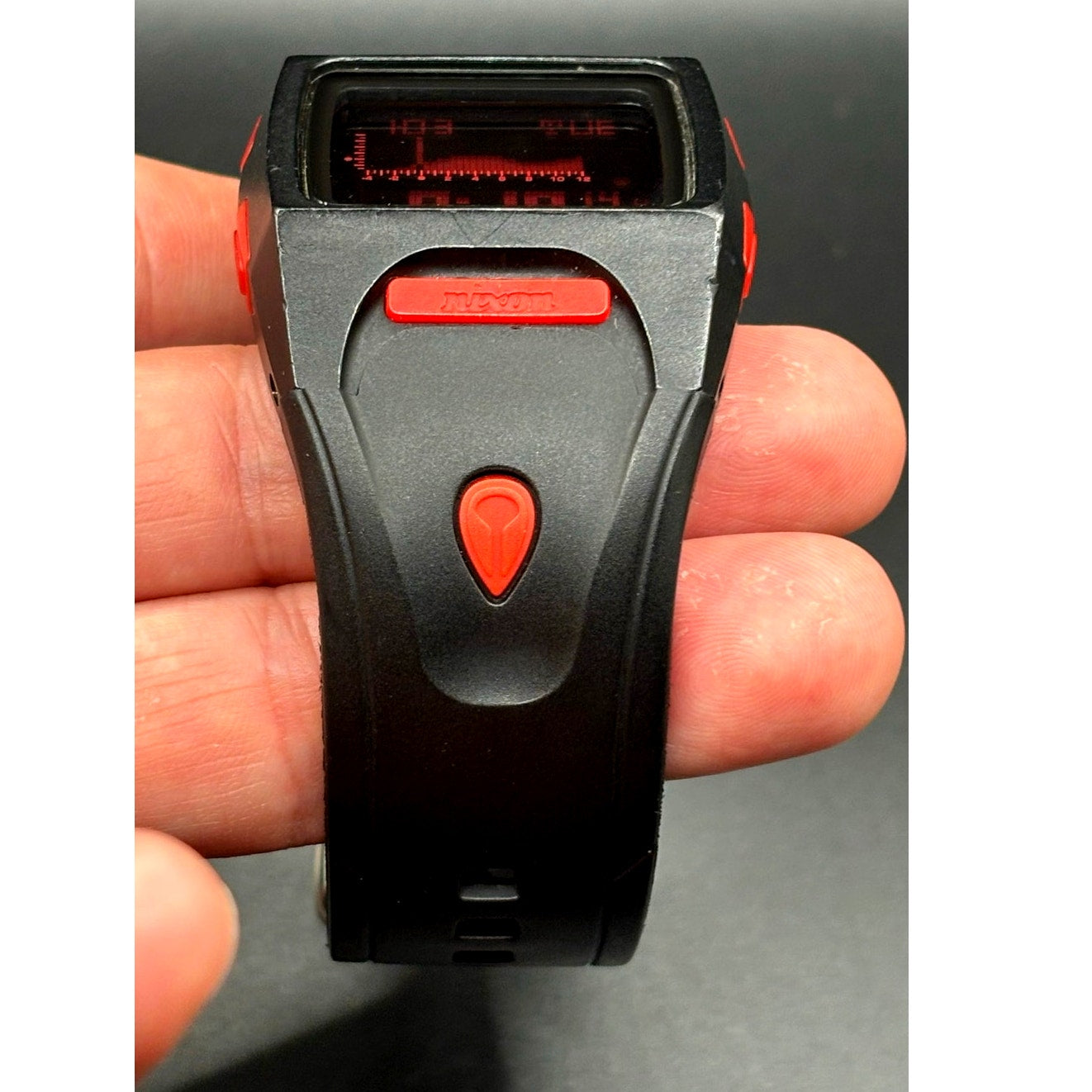 Nixon Lodown Digital Tide Surf Watch Black Red 100M Water Resistant