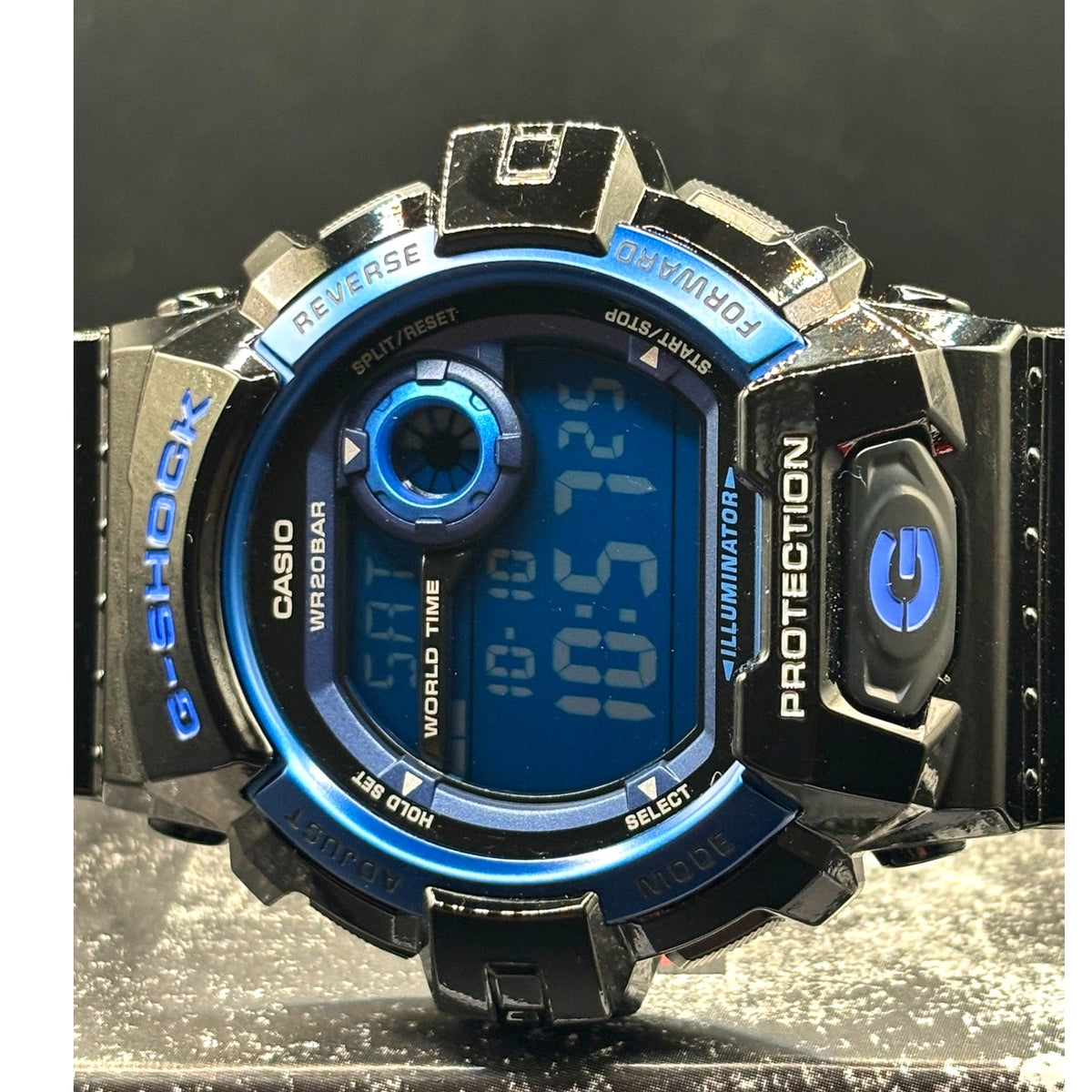 Casio G-Shock G-8900A-1 Glossy Black Blue Dial Digital Men’s Watch 200M NIBWT