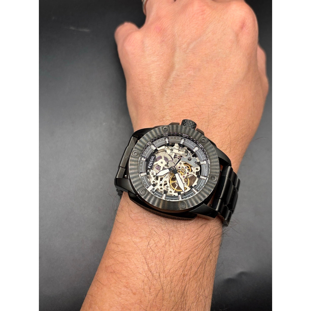 Fossil ME3080 Modern Machine Automatic Skeleton Black Steel Men’s Watch 50mm