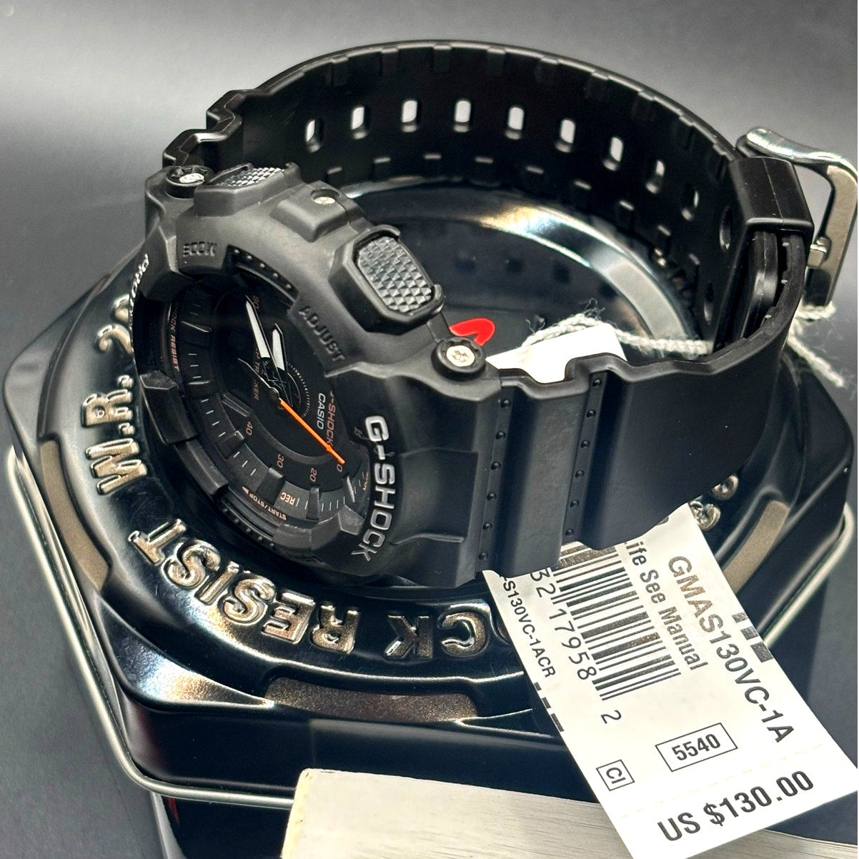 Casio G-Shock GMAS130VC-1A Unisex Black Analog Digital Step Tracker Watch NIBWT