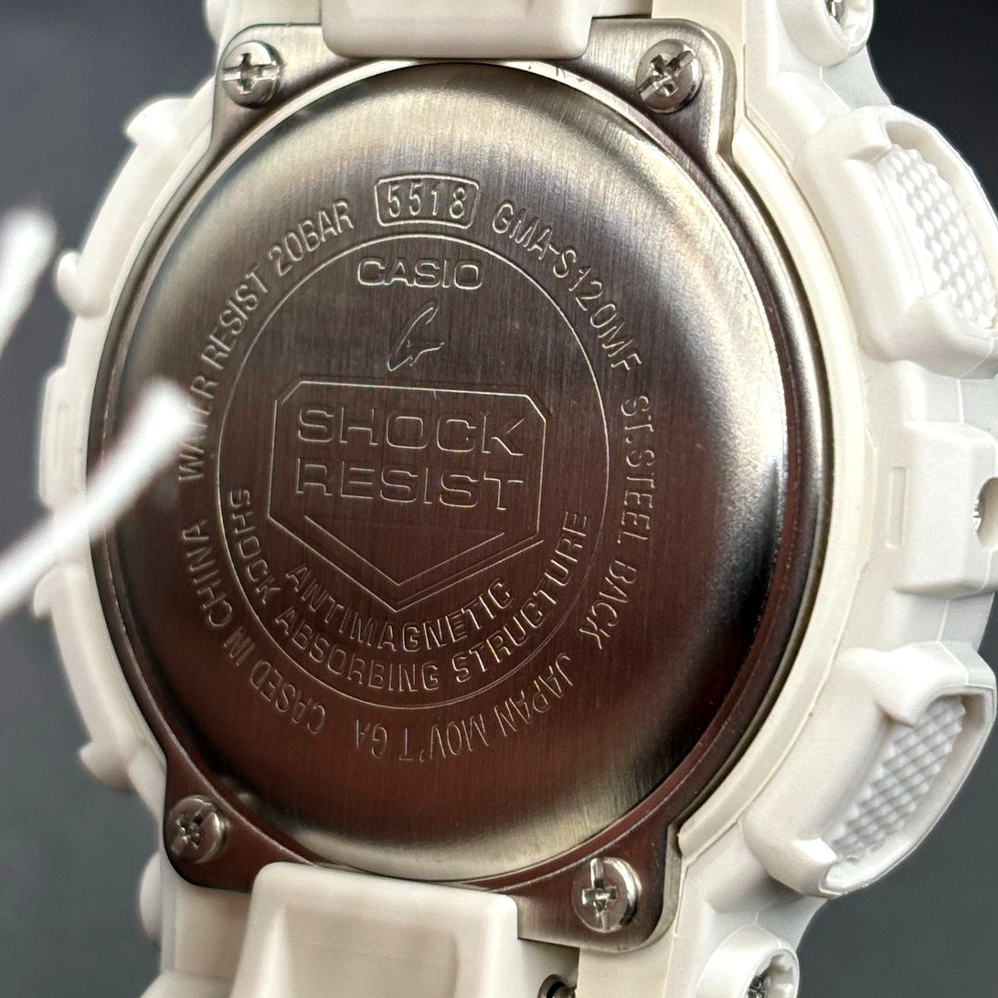 Casio G-Shock GMA-S120MF-7A2 White Rose Gold Zebra Strap NIBWT