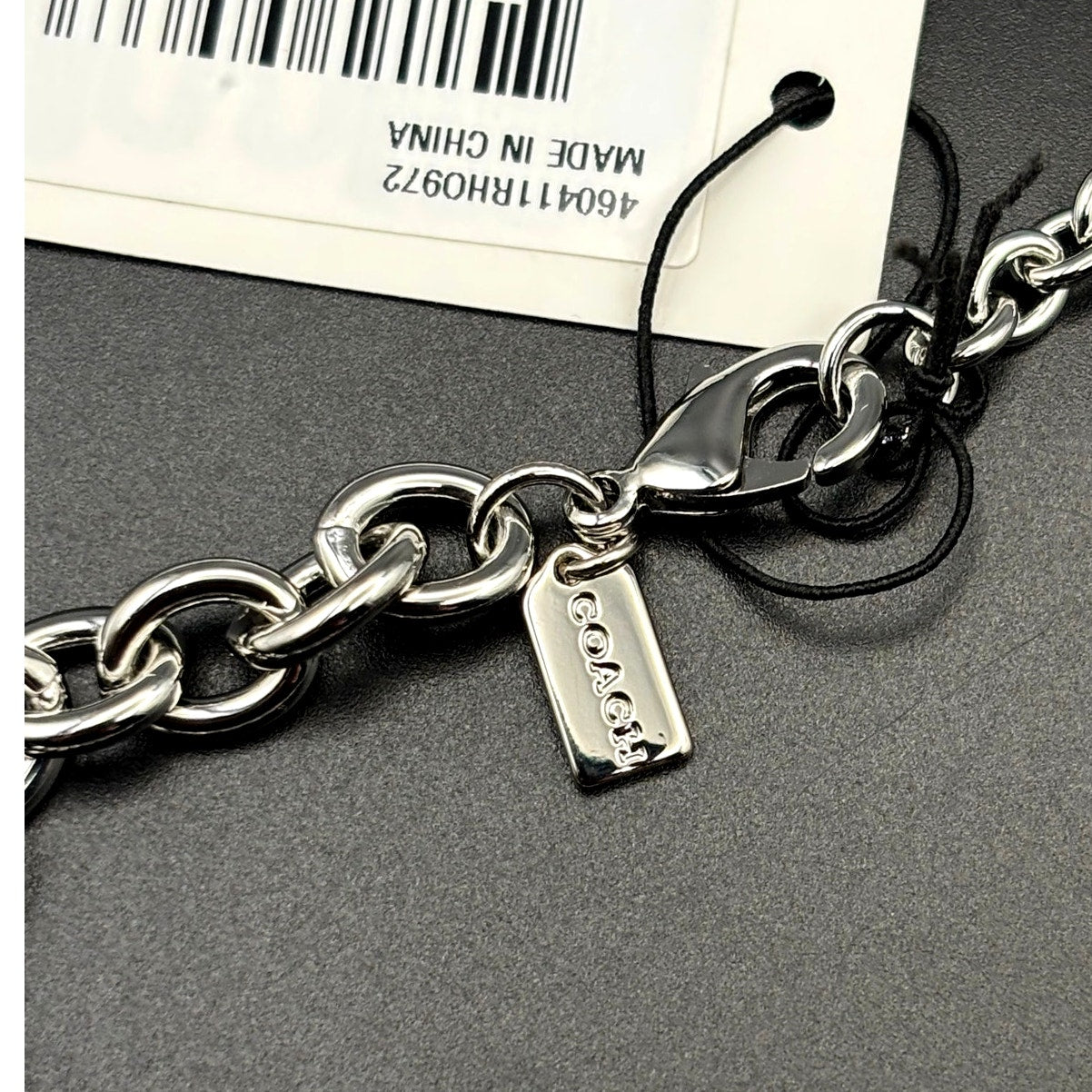 Coach Signature Lucite Padlock Pendant Women's 16” Necklace Silver Tone NWT