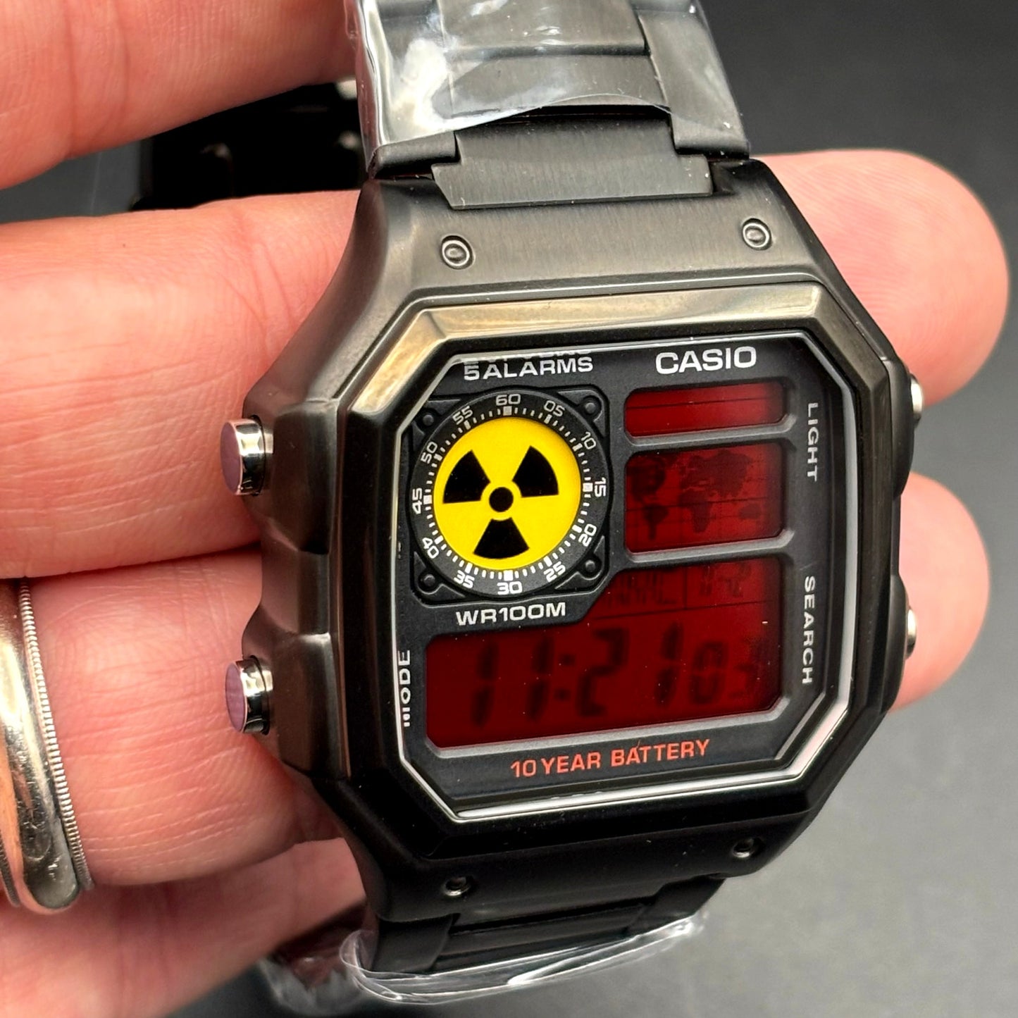 LWS Vector Mk-Blackout Casio AE1200 Dark Stainless Steel Glass Crystal Mod Watch