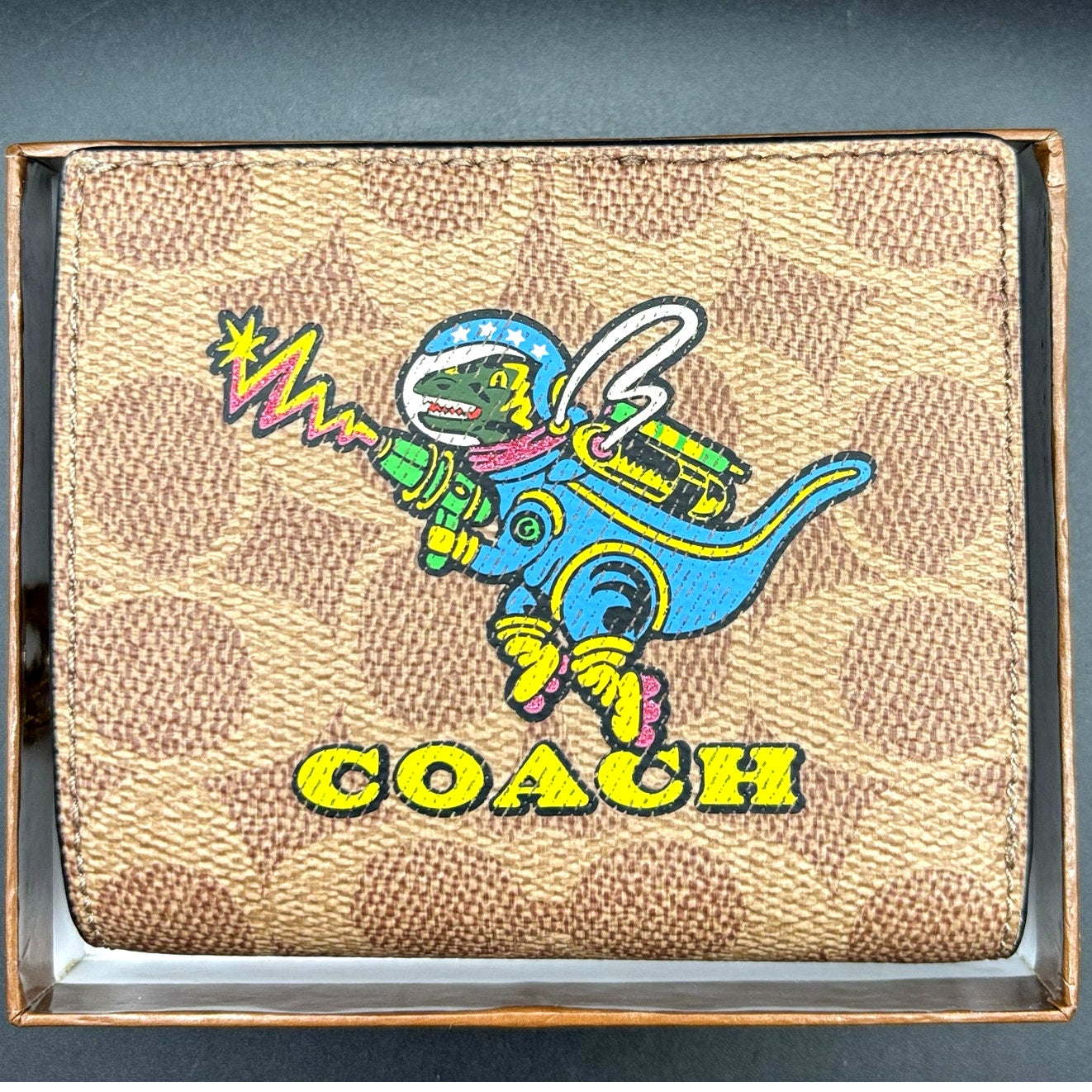 Coach CW463 Women’s Snap Wallet Signature Canvas Cosmic Rexy Astronaut Print NWT