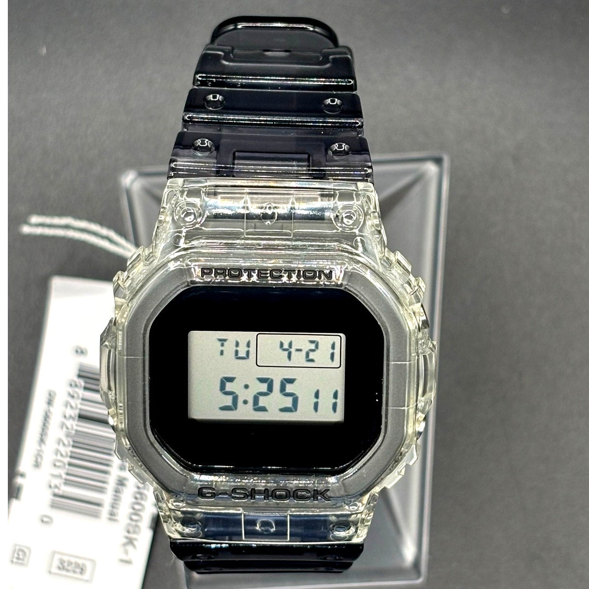 Casio G-Shock DW5600SK-1 Skeleton Clear Resin Digital Unisex Retro Watch NIBWT