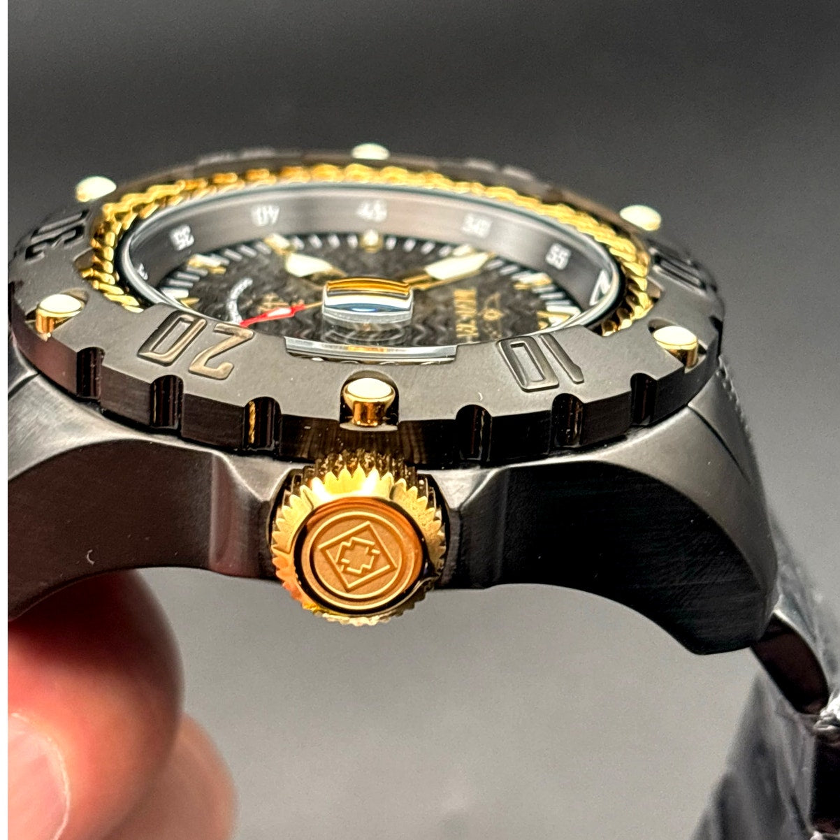 Invicta Ocean Voyage 47743 Black Gold Bezel 52mm Stainless Steel  Men's Watch