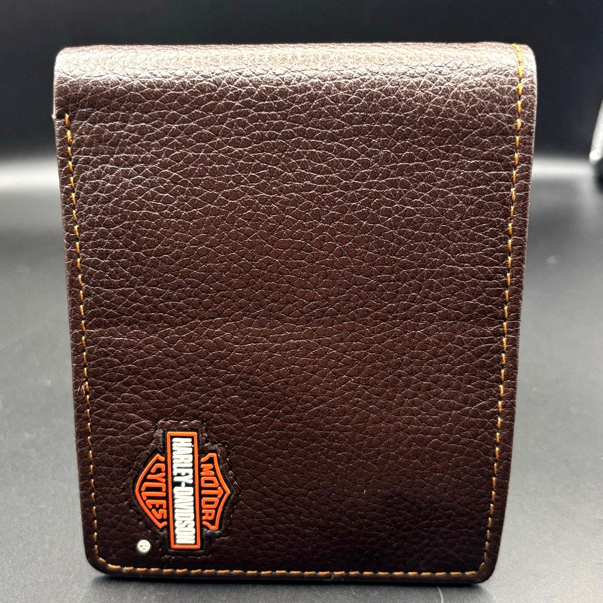 Harley Davidson Mens Genuine Leather RFID Bifold Wallet MWM077 Brown NWT
