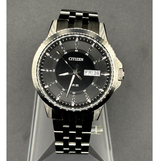 Citizen BF2011-51E Black Sunray Dial Day Date Quartz Men’s Stainless Steel Watch
