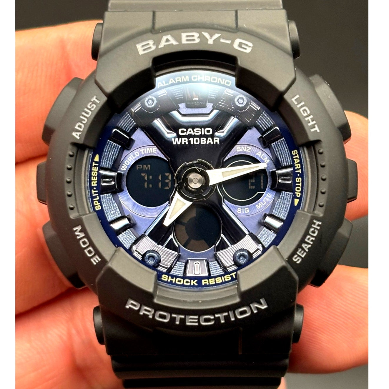 Casio Baby-G BA130-1A2 Metallic Blue Black Analog Digital Women's 43MM Watch NIB