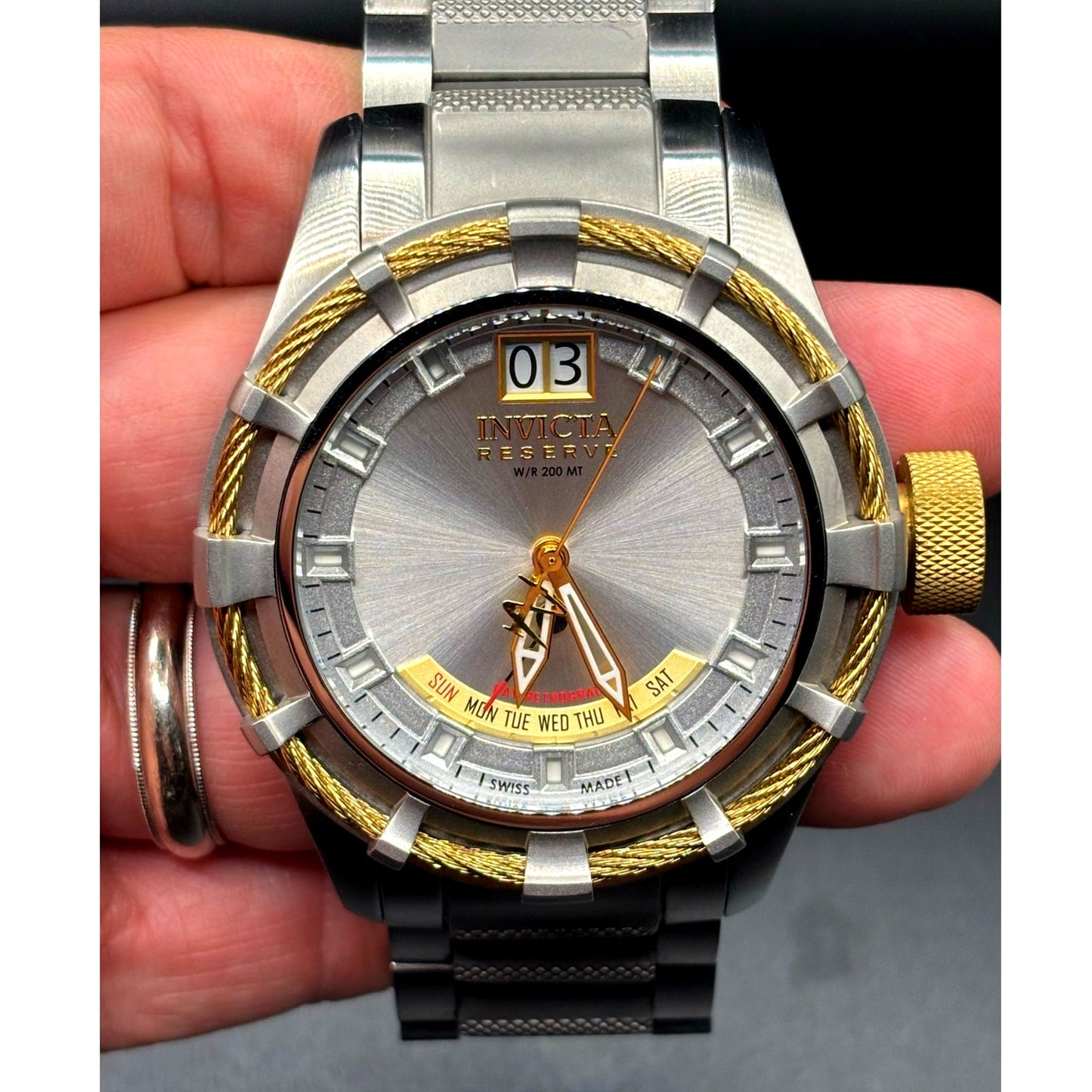 Invicta Reserve Bolt 1578 Swiss Made Retrograde Day 50mm Steel Watch Case