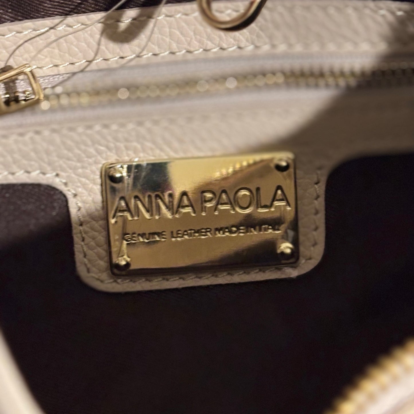 Anna Paola LIA Handbag – Latte Italian Leather, Top Handle + Crossbody, NWT