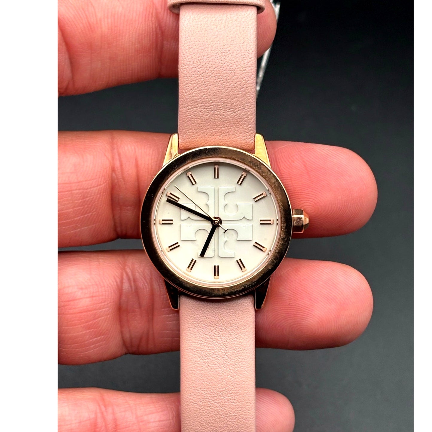 Tory Burch TBW2006 Women’s Gigi Pink Rose Gold Leather Quartz Watch NIBWT