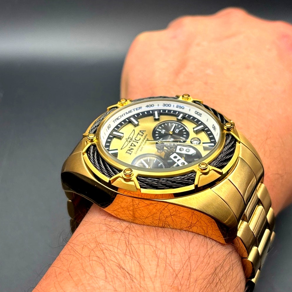 Invicta 31439 Bolt Chronograph Gold Tone 52mm Men's Watch Rare NIB