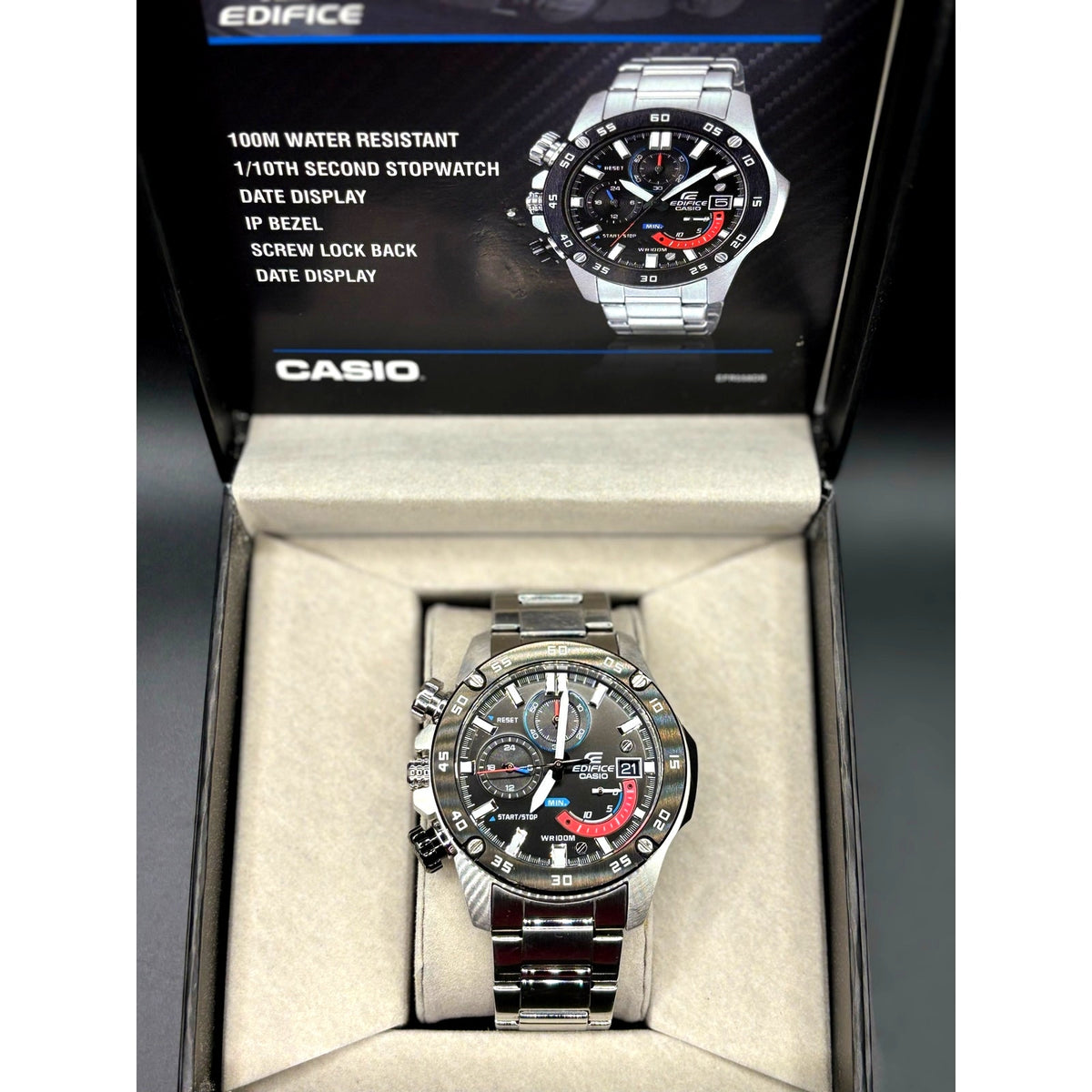 Casio Edifice EFR-558DB-1AV Chronograph Black Dial Stainless Steel Watch