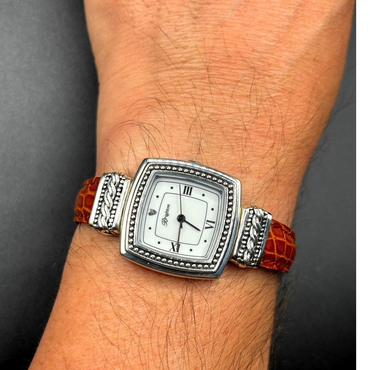 Brighton Toulouse W3130 Womens Reversible Brown Black Leather Strap Watch NIBWT