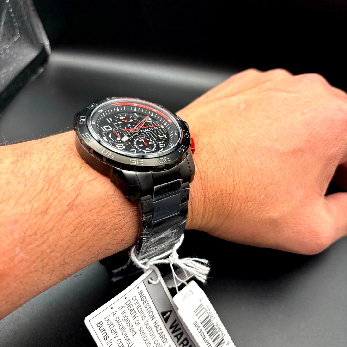 Nautica NAPNS305 Mens Chronograph Recycled Stainless Steel Bracelet Watch NIBWT