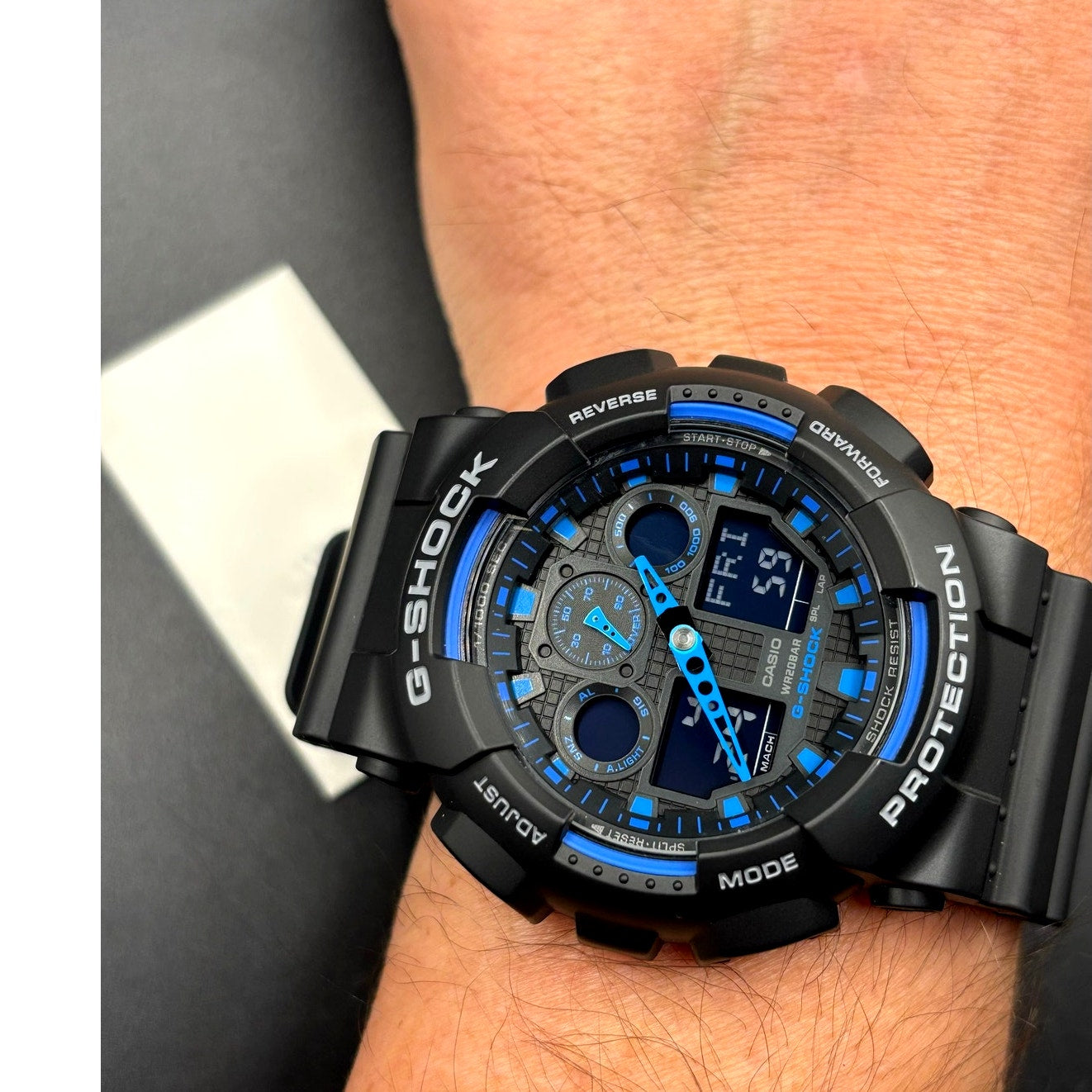 Casio G-Shock GA100-1A2 Men's Black Blue Analog Digital 51mm Watch NIBWT