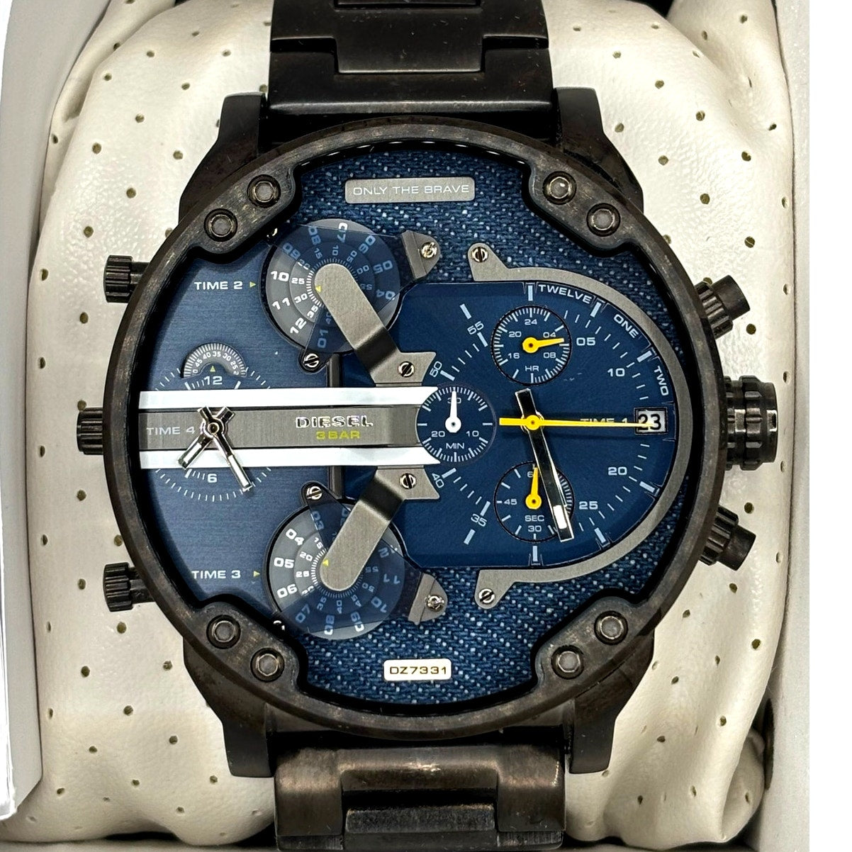 Diesel Mr Daddy 2.0 DZ7331 Blue Dial Multi Time Zone Chronograph Men's Watch NIB
