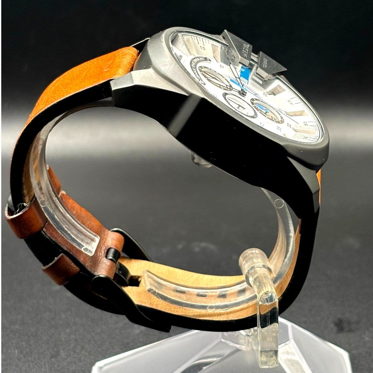 Diesel Mega Chief DZ4280 Iridescent Chronograph Tan Leather 51mm Watch