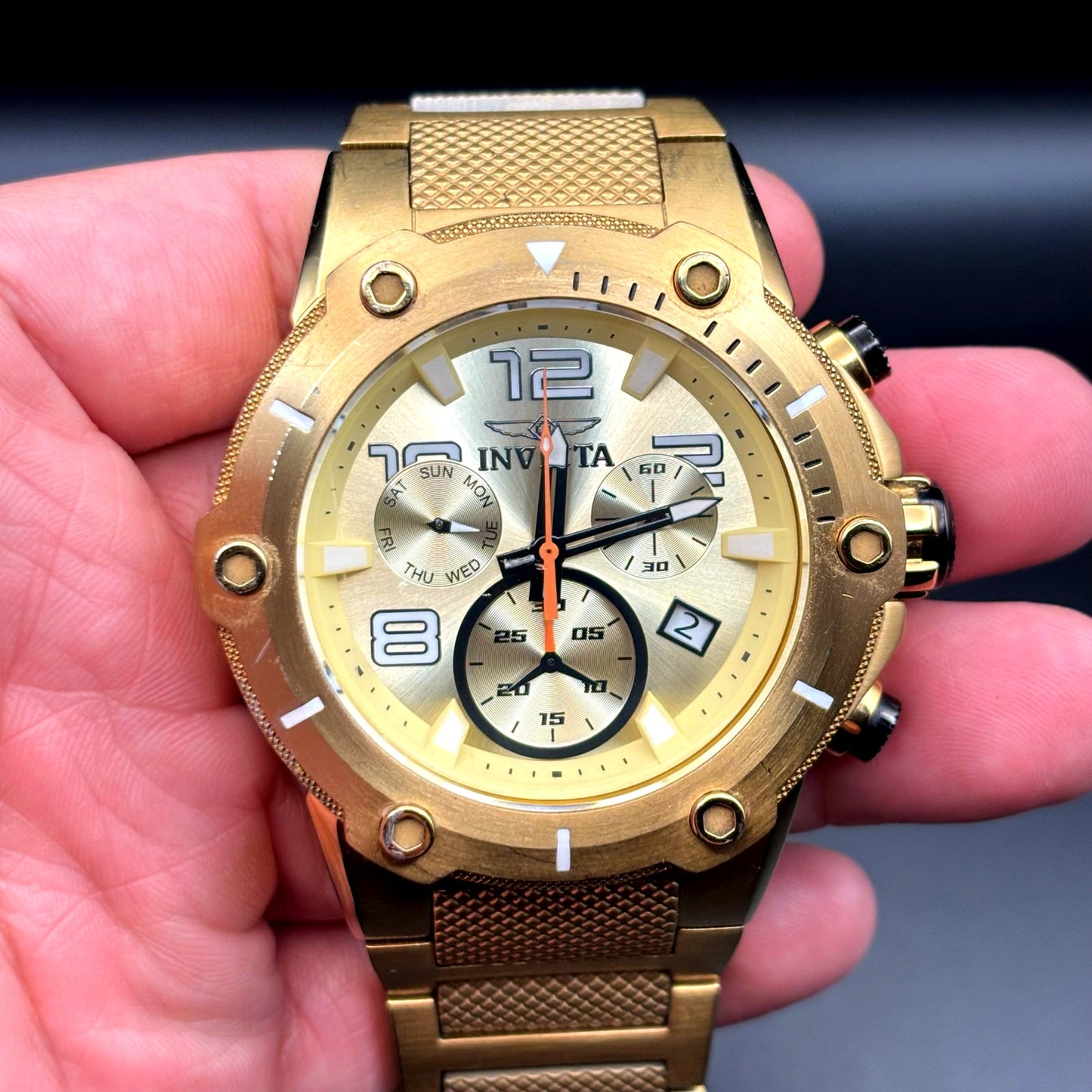 Invicta Speedway 19529 Men's Ion Gold Plated Chronograph Swiss Quartz 51mm Watch