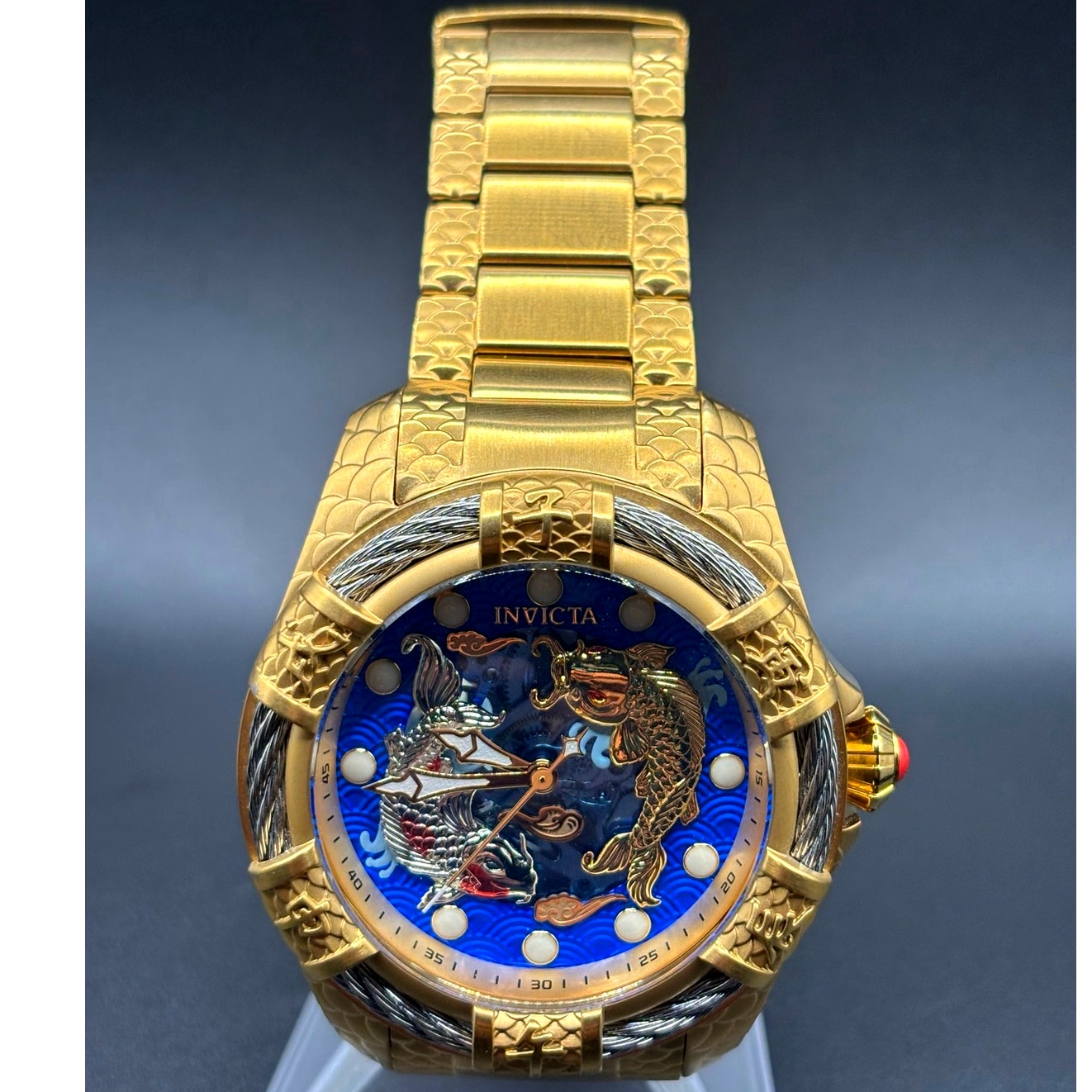 Invicta 32342 Bolt Trinitite Koi Automatic Gold Blue Skeleton Dial 52mm
