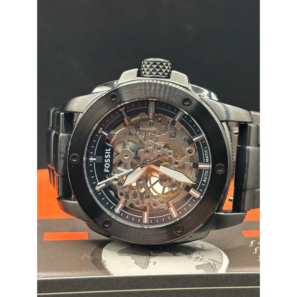 Fossil ME3080 Modern Machine Automatic Skeleton Black Steel Men’s Watch 50mm