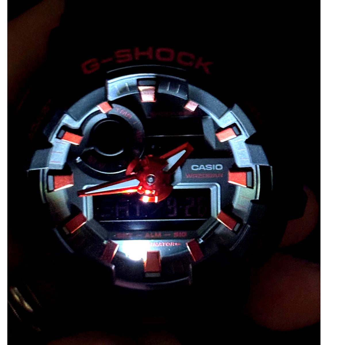 Casio G-Shock GA-700BNR-1A Ignite Red Blackout Analog Digital Watch NIB