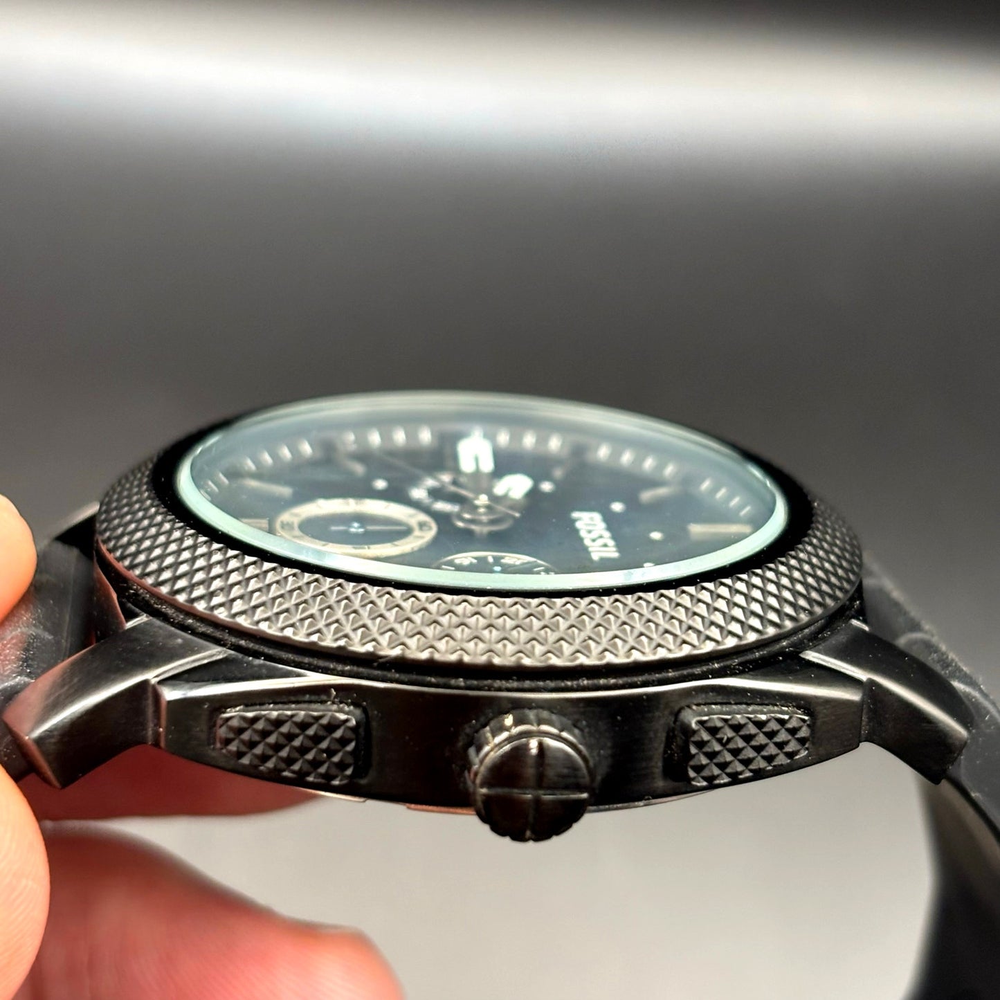 Fossil FS4487 Machine Chronograph Men’s Gunmetal Black Silicone Strap Watch