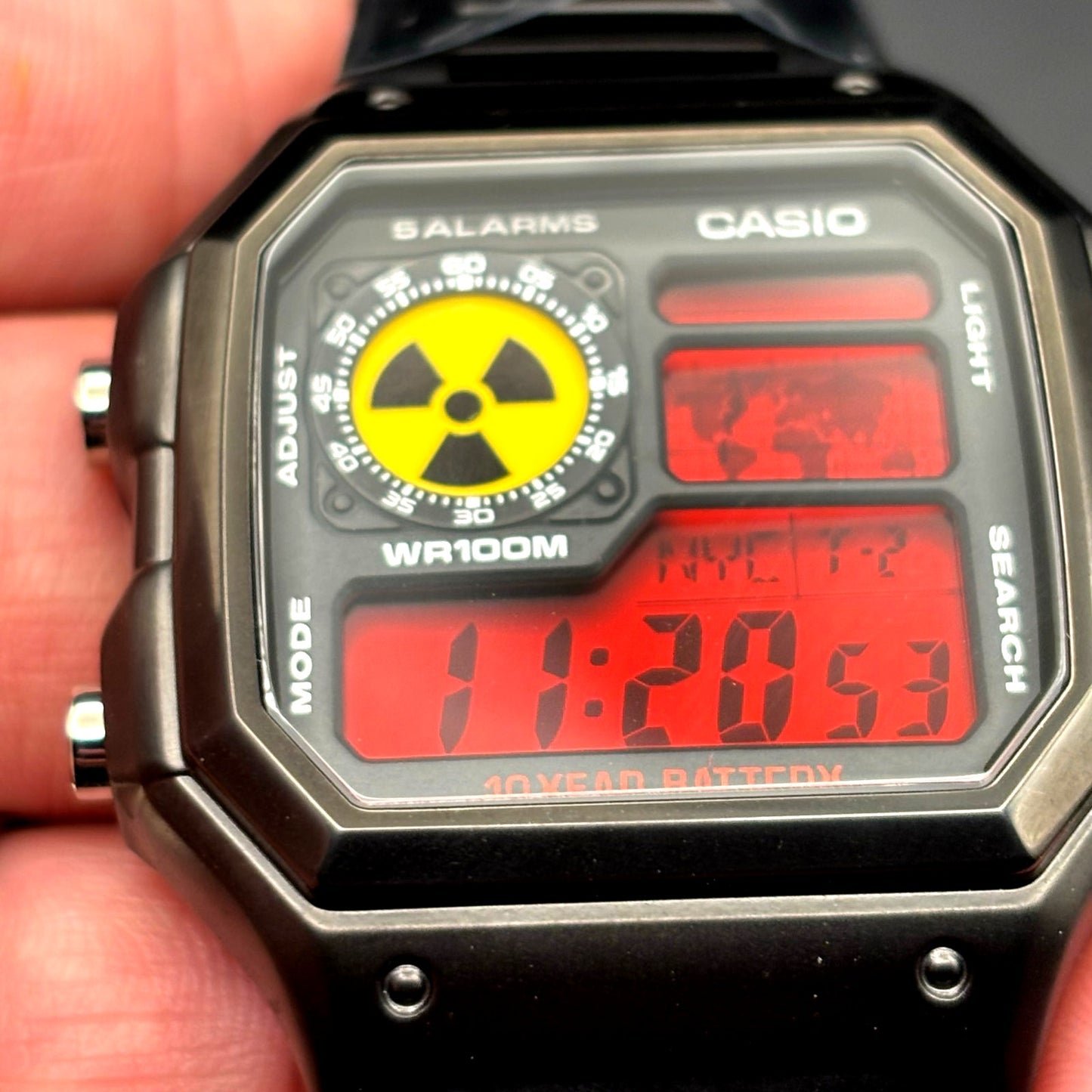 LWS Vector Mk-Blackout Casio AE1200 Dark Stainless Steel Glass Crystal Mod Watch