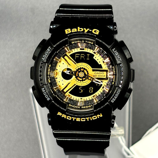 Casio Baby-G BA110-1A Black Metallic Gold Analog Digital Women's Watch NIB