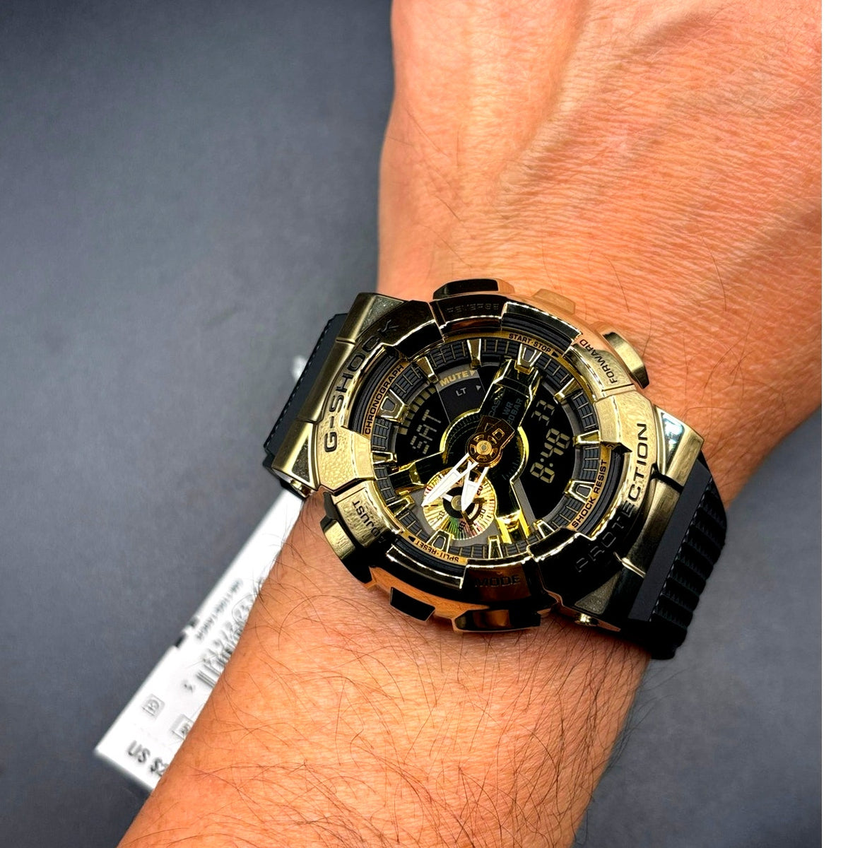 Casio G-Shock GM110G-1A9 Black Gold Metal Covered Analog Digital Watch NIBWT