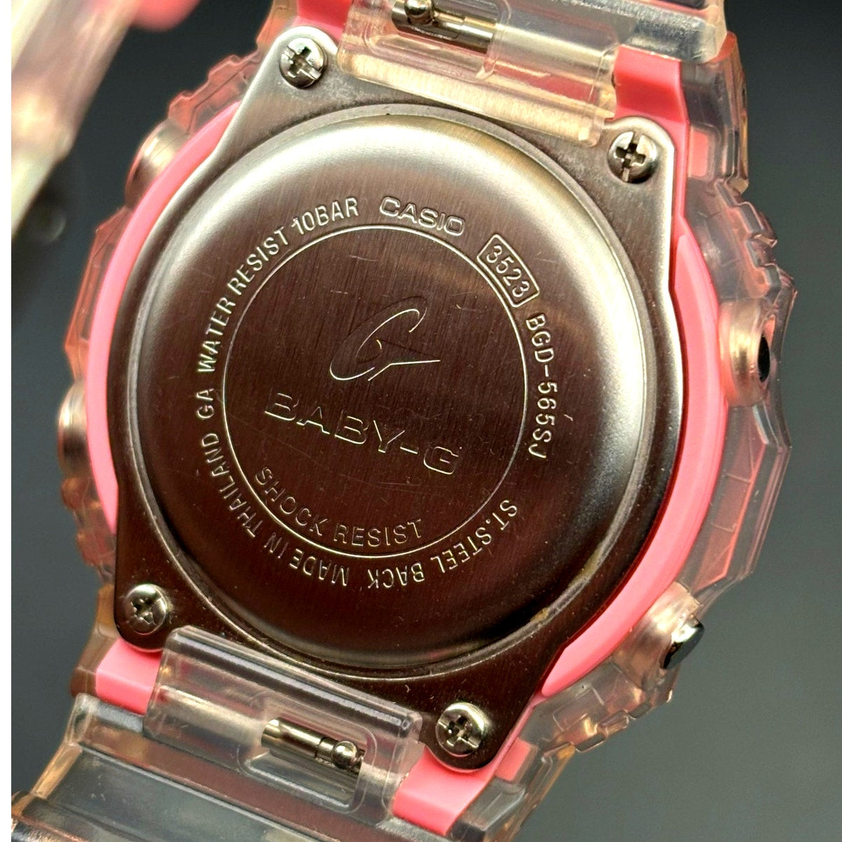 LWS Pink Ice Baby-G BGD565SJ Clear Strap Digital Mod Women's Watch