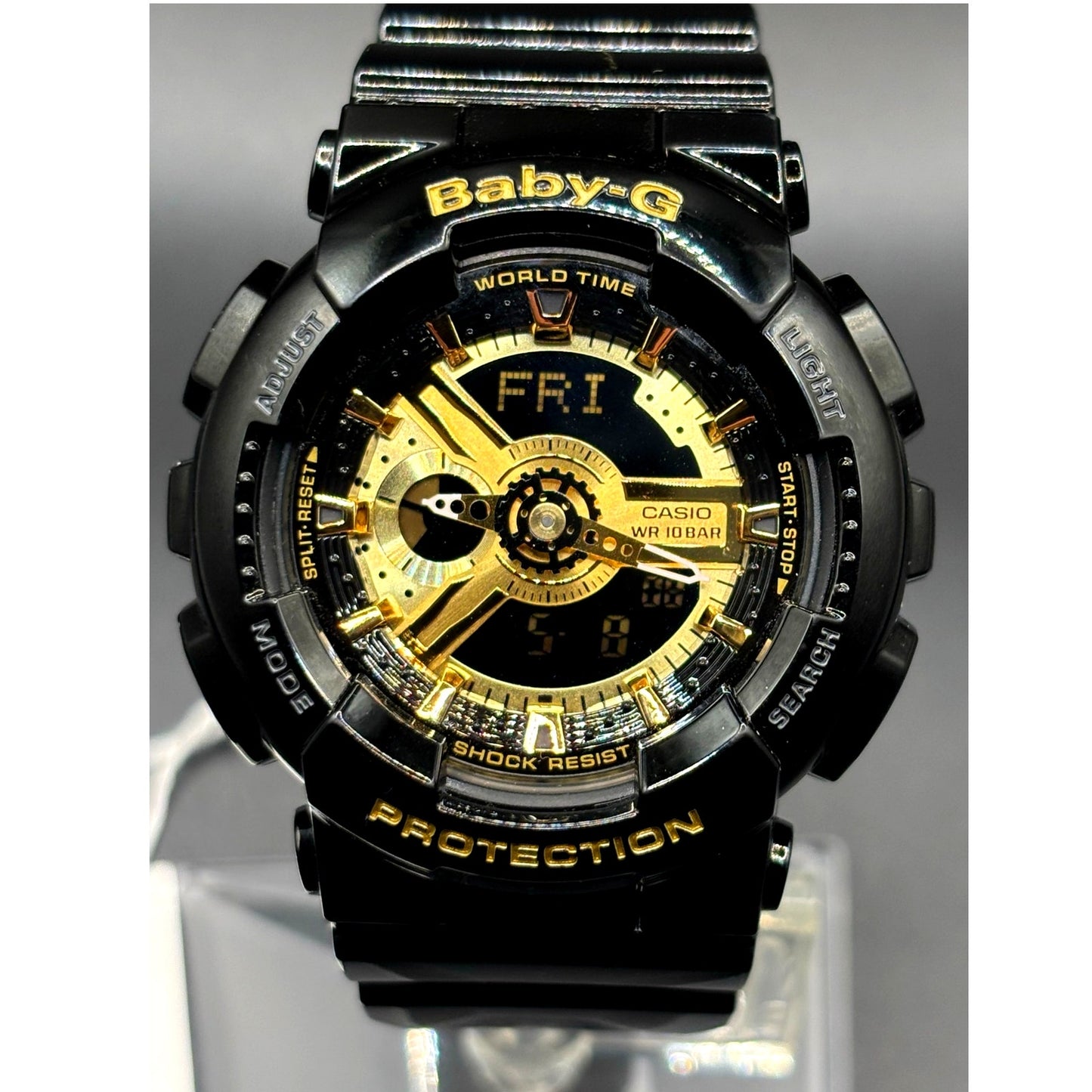 Casio Baby-G BA110-1A Black Metallic Gold Analog Digital Women's Watch NIB