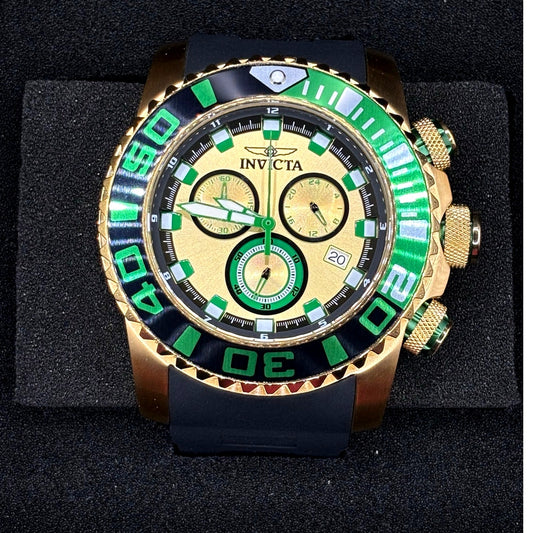 Invicta Sea Hunter 48987 Men’s 52mm Silicone Strap Gold Dive Watch NIBWT