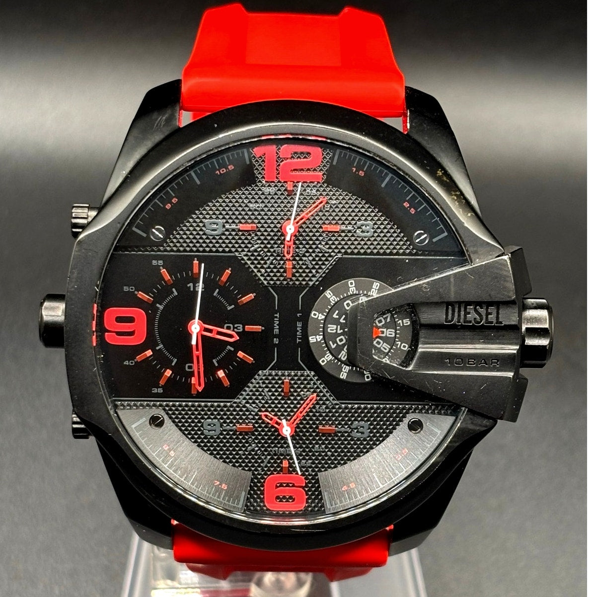 Diesel Uber Chief DZ7466 Four Time Zone Black Red 54mm Men’s Watch