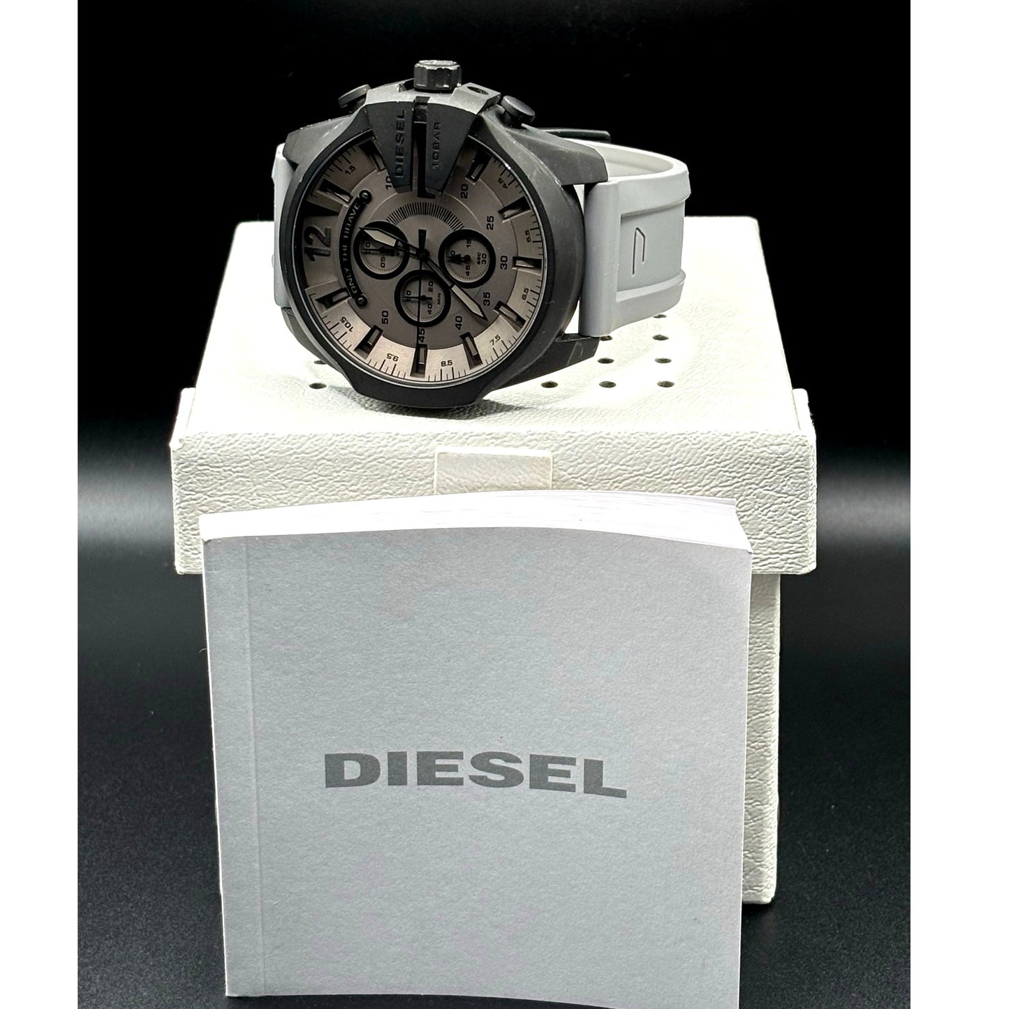 Diesel DZ4496 Mega Chief Men’s Chronograph Gray Dial Silicone Strap 51mm Watch