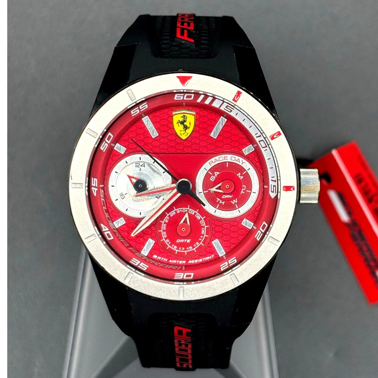 Ferrari Red Rev T 830437 Red Dial Quartz Men’s 44mm Watch NIBWT