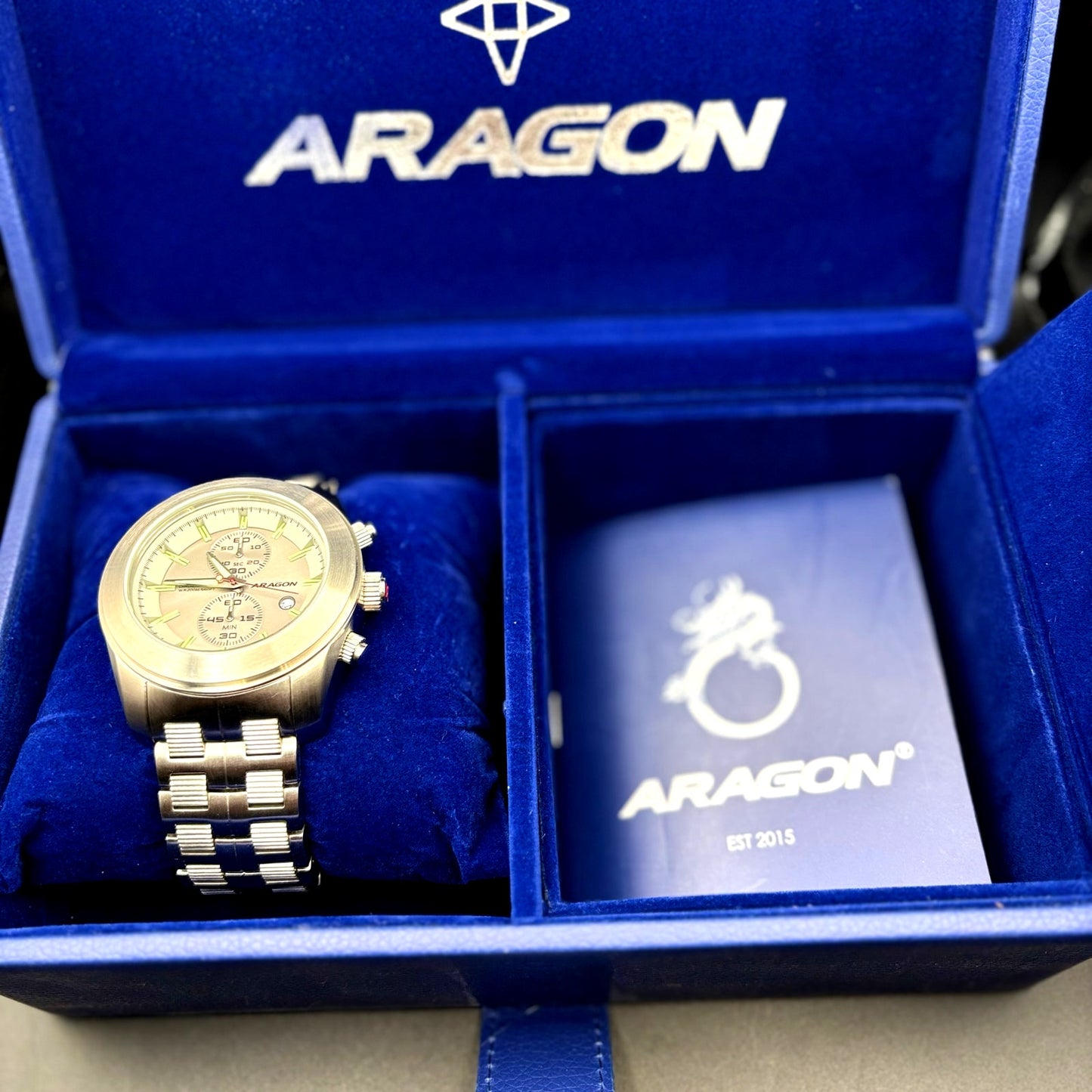 Aragon Predator VD51 50mm Gray Chronograph Stainless Steel Mens Watch NIB Unworn