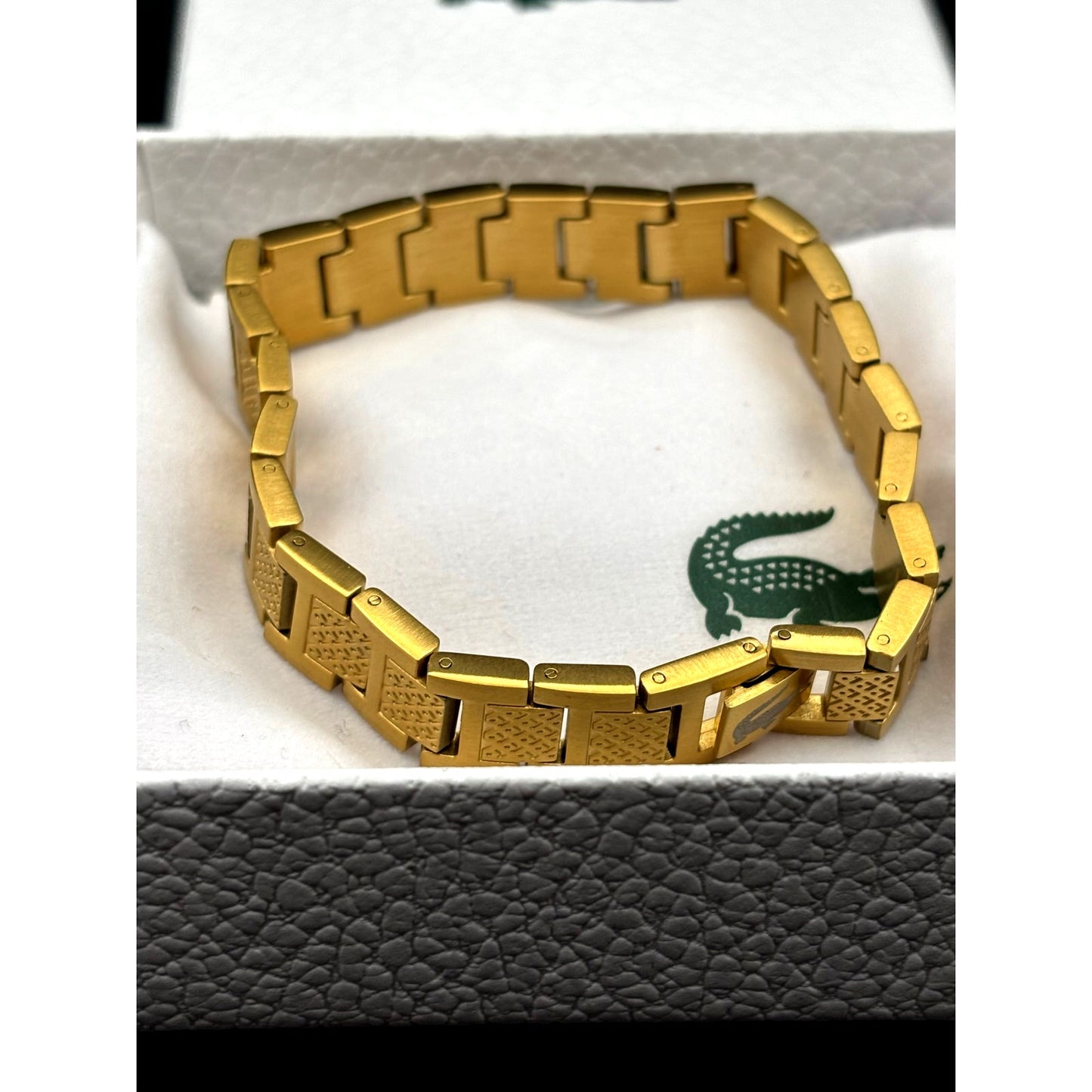 Lacoste Men's Metropole Ion Plated Gold Tone Stainless Steel H-Link Bracelet NIB